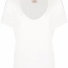 Льняная футболка с V-образным вырезом