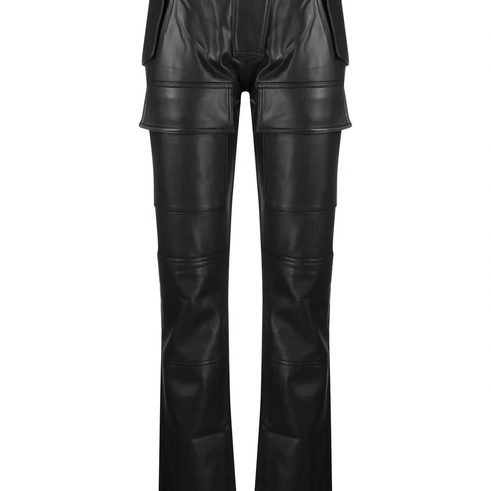 Прямые брюки из искусственной кожи