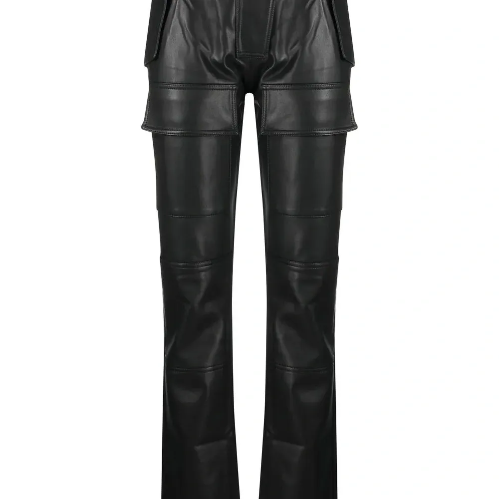 Прямые брюки из искусственной кожи