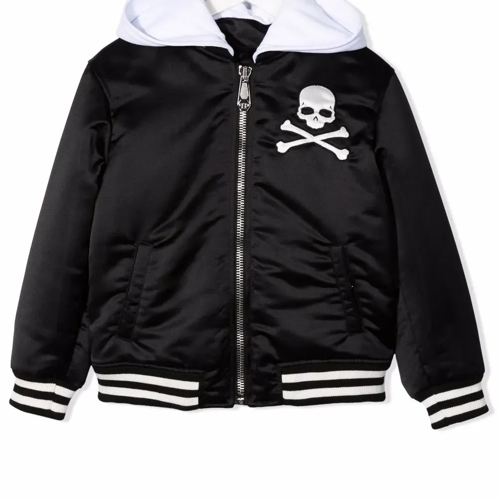 Бомбер с капюшоном и декором Skull