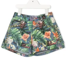 Шорты с заклепками и цветочным принтом