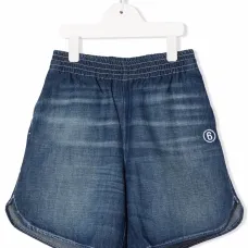 Джинсовые шорты с вышитым логотипом