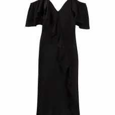 Платье с V-образным вырезом и оборками