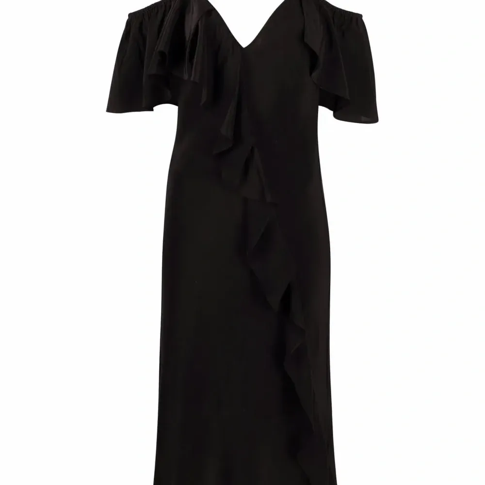 Платье с V-образным вырезом и оборками Платье с V-образным вырезом и оборками