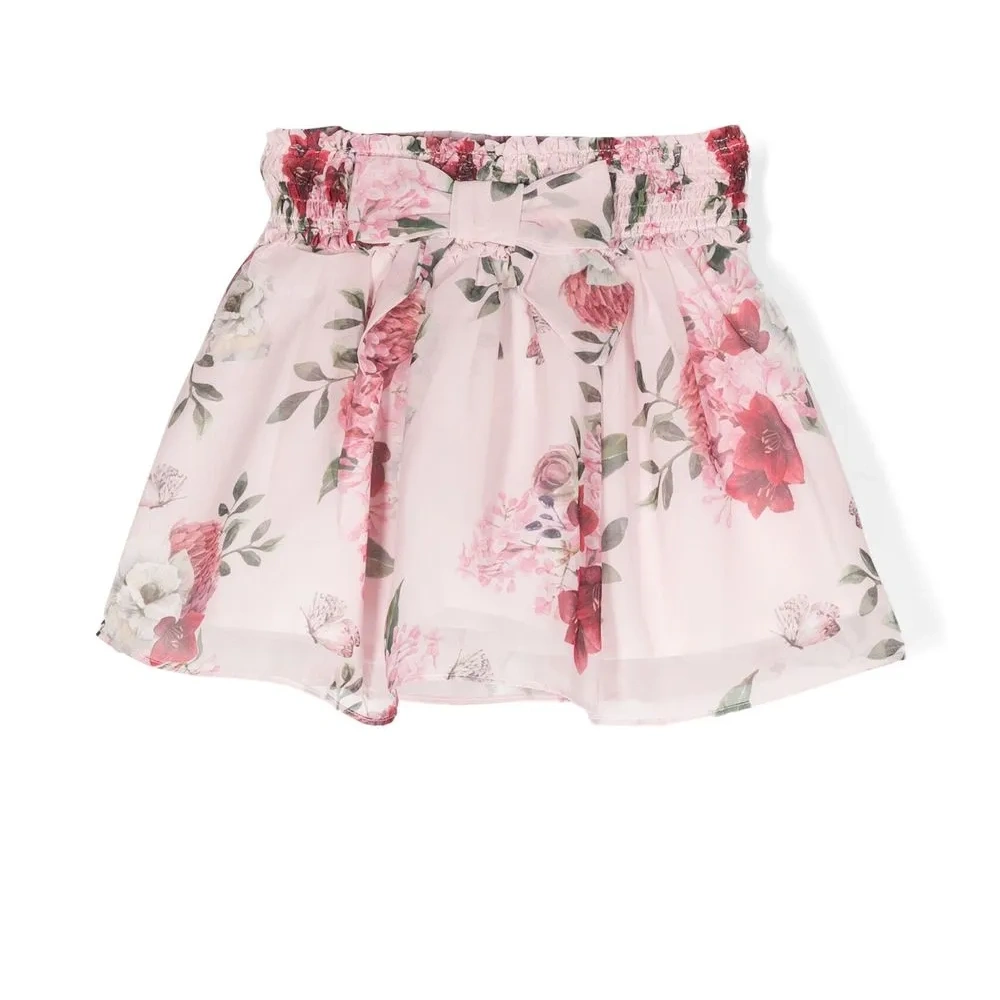 Рубашка с цветочным принтом и бантом