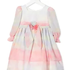 Платье с цветочной аппликацией и принтом тай-дай