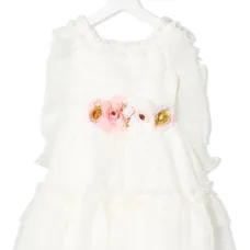 Платье с цветочной аппликацией и сборками