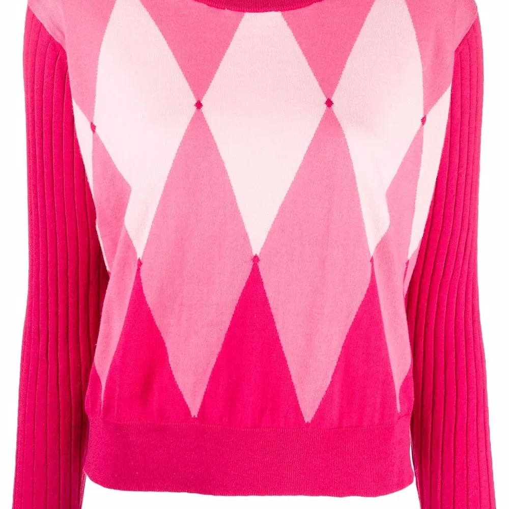 Джемпер вязки интарсия с узором аргайл Джемпер вязки интарсия с узором аргайл