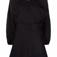 Платье с объемными рукавами и поясом Платье с объемными рукавами и поясом