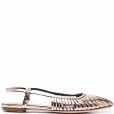 Мюли с ремешком на пятке и эффектом металлик