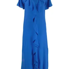 Длинное платье с V-образным вырезом и оборками