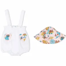 Комплект из комбинезона и шапки бини с графичным принтом