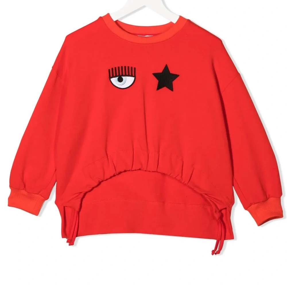 Толстовка с приспущенными плечами и вышитым логотипом