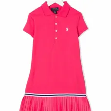 Платье Polo Pony с воротником поло и плиссировкой