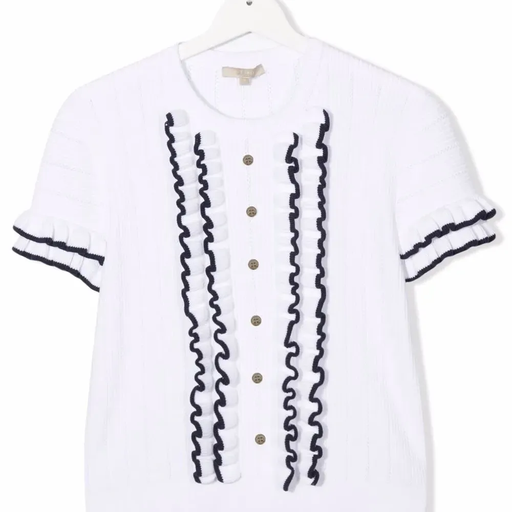 Рубашка с короткими рукавами и оборками