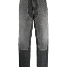 Прямые джинсы в технике пэчворк