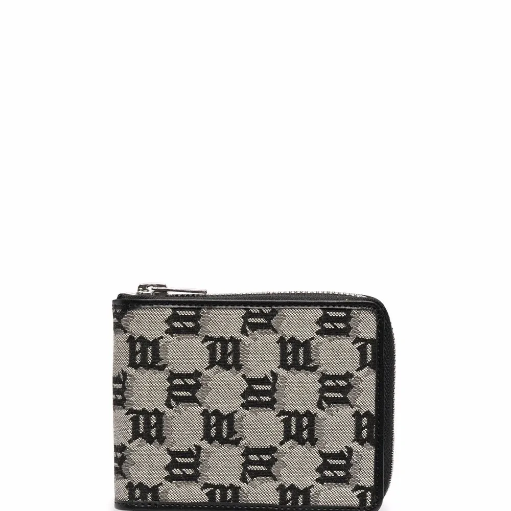 Жаккардовый кошелек на молнии с монограммой