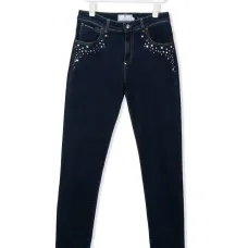 Джинсы с кристаллами и логотипом Джинсы с кристаллами и логотипом