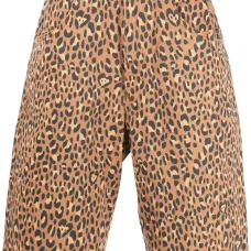 Джинсовые шорты с леопардовым принтом