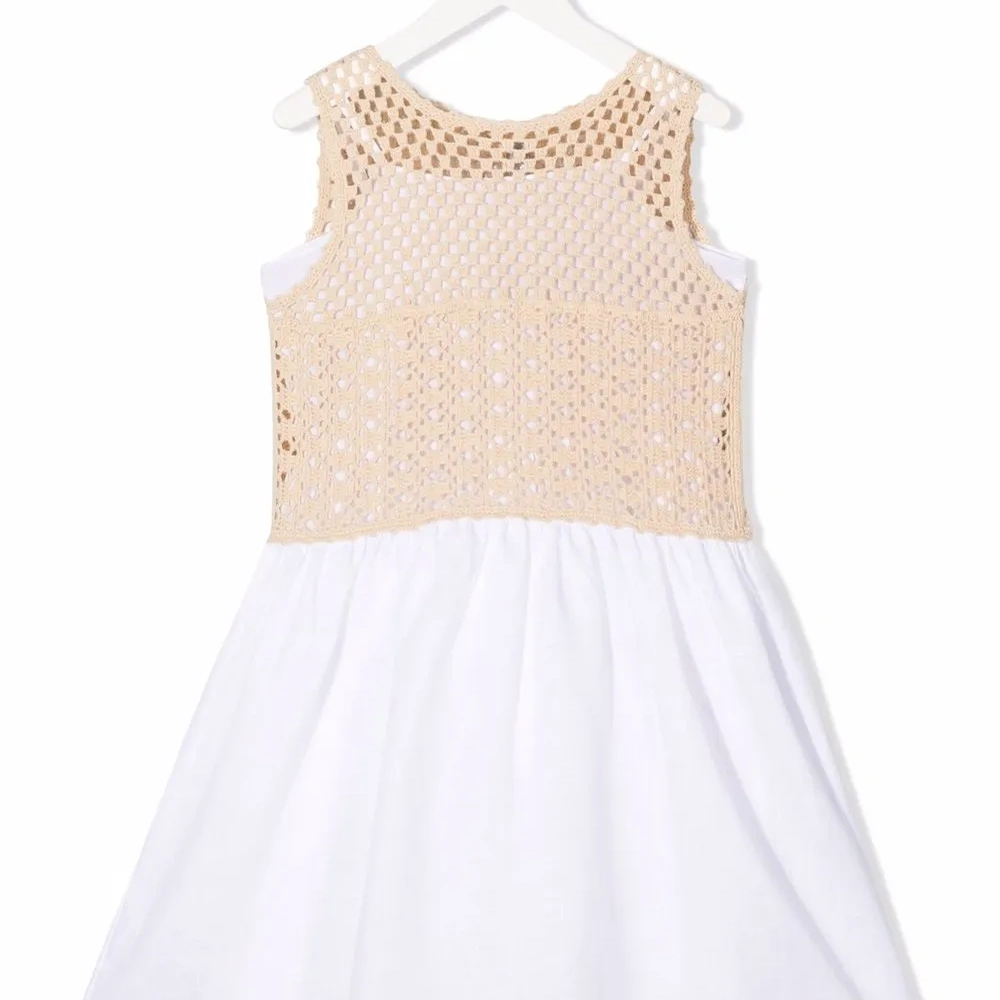 Льняное платье в технике кроше