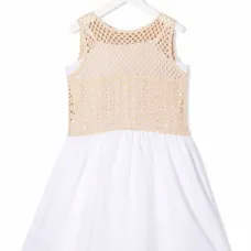 Льняное платье в технике кроше