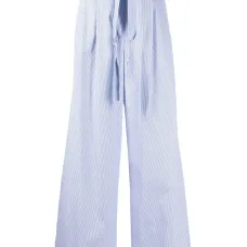 Полосатые брюки палаццо с завязками