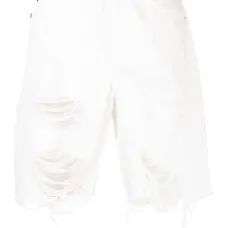 Джинсовые шорты прямого кроя с эффектом потертости Джинсовые шорты прямого кроя с эффектом потертости