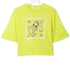 Укороченная футболка с цветочным принтом