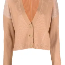 Кардиган в рубчик с V-образным вырезом