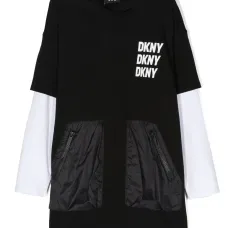 Многослойное платье-свитер с капюшоном