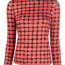 Топ с высоким воротником и принтом