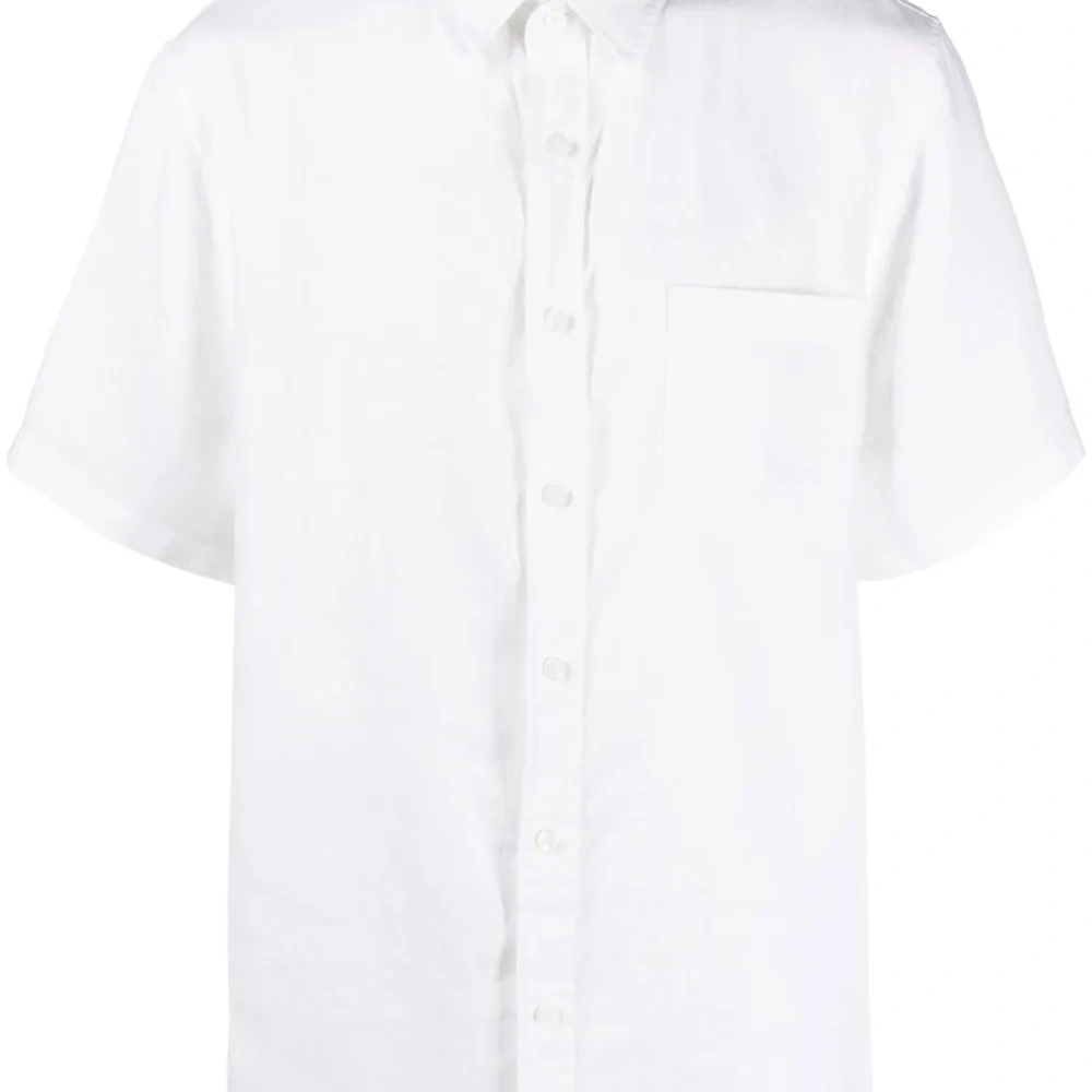 Льняная рубашка с короткими рукавами