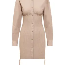 Платье мини в рубчик