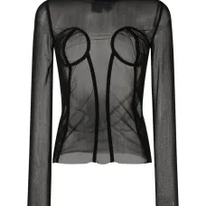 Сетчатый топ с высоким воротником