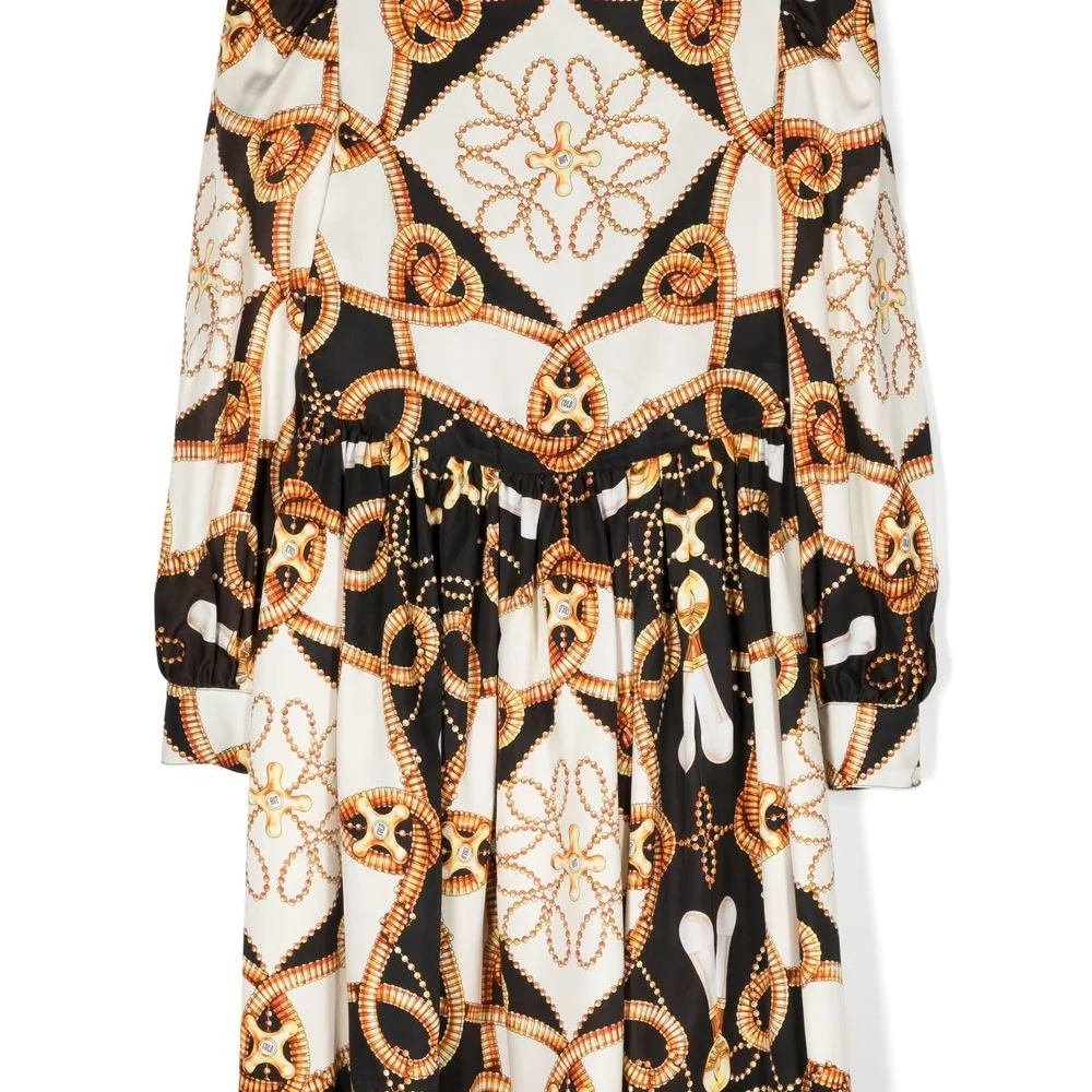 Платье с длинными рукавами и принтом