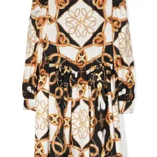 Платье с длинными рукавами и принтом