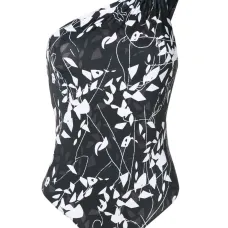 Купальник асимметричного кроя с графичным принтом