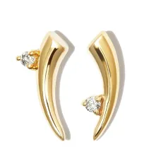 Серьги-гвоздики из желтого золота с бриллиантами