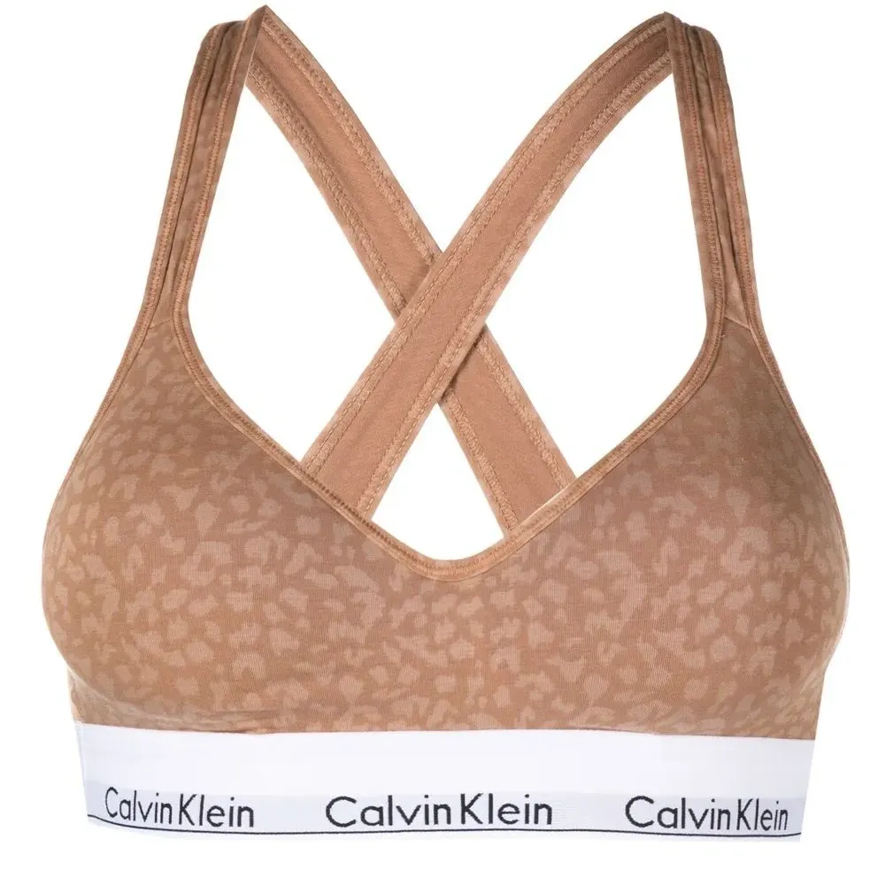 Бюстгальтер-бралетт с леопардовым принтом и логотипом