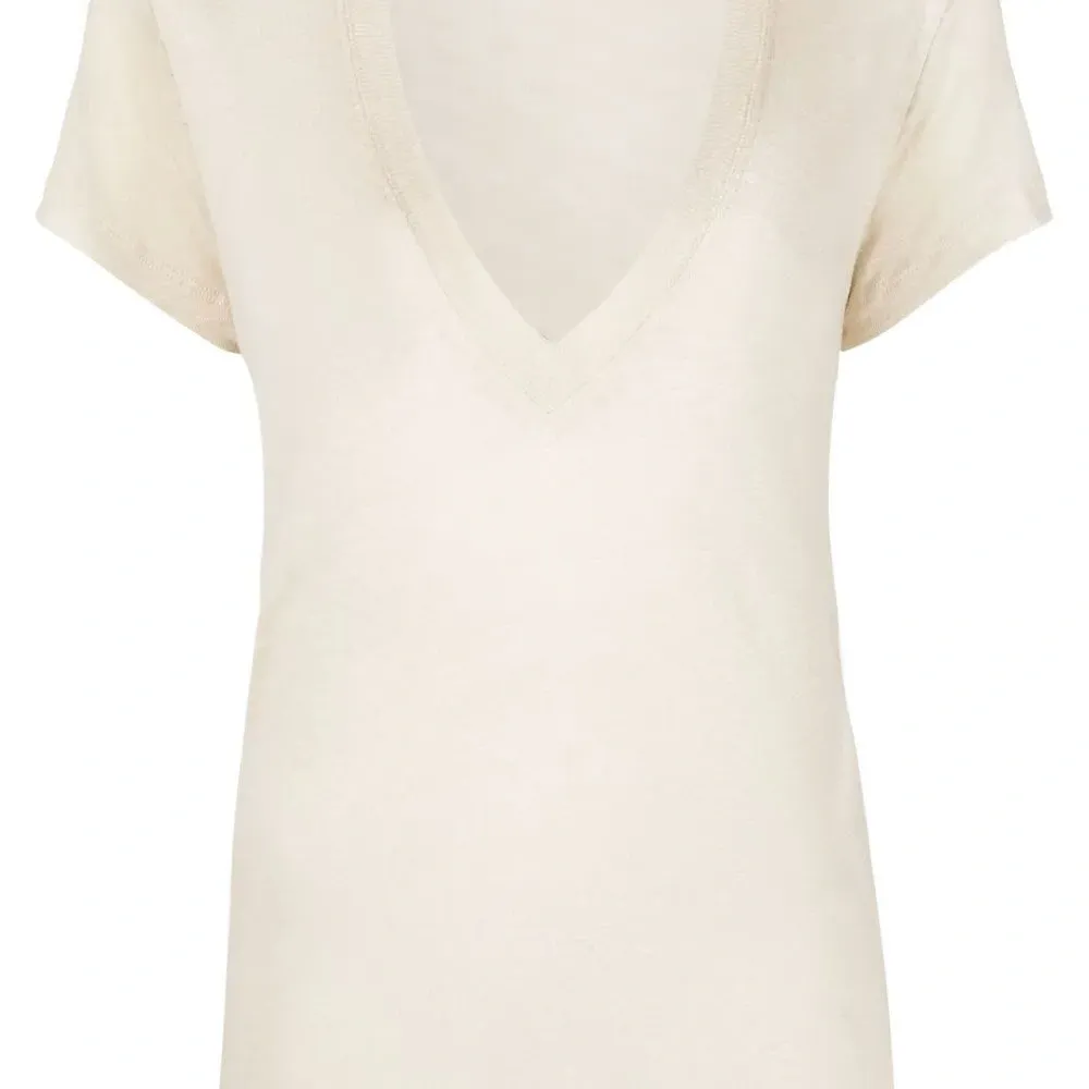 Льняная футболка с V-образным вырезом