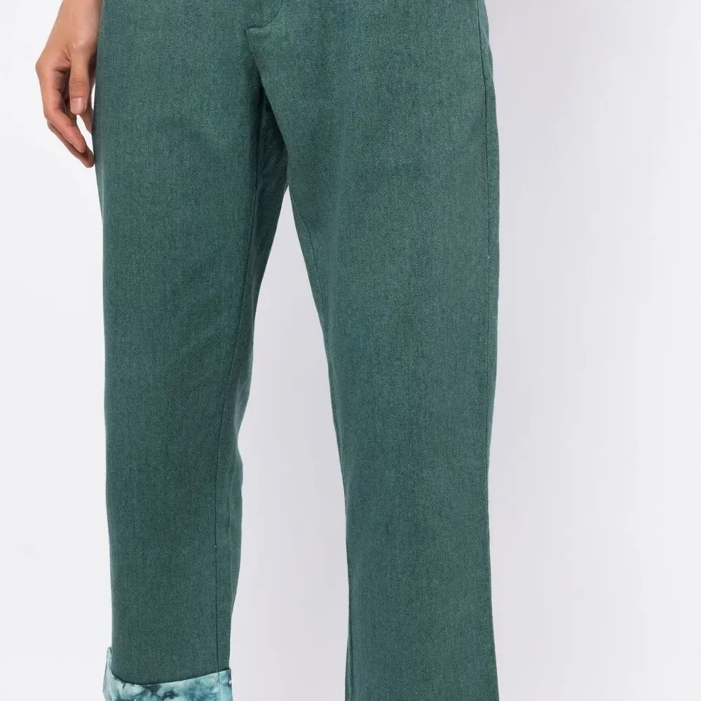 Брюки прямого кроя с подворотами