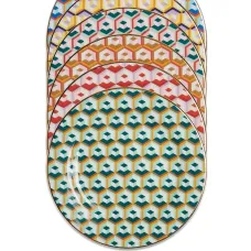 Набор из шести обеденных тарелок с геометричным принтом