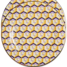 Набор из двух десертных тарелок с геометричным принтом