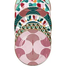 Набор из шести десертных тарелок с графичным принтом