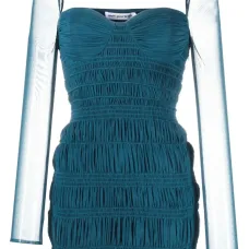 Платье со сборками и длинными рукавами