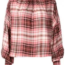 Клетчатая блузка с круглым вырезом Клетчатая блузка с круглым вырезом