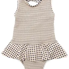 Купальник с баской и узором в горох