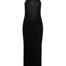 трикотажное платье миди с вырезом халтер трикотажное платье миди с вырезом халтер