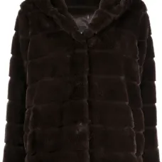 Шуба из искусственного меха с капюшоном