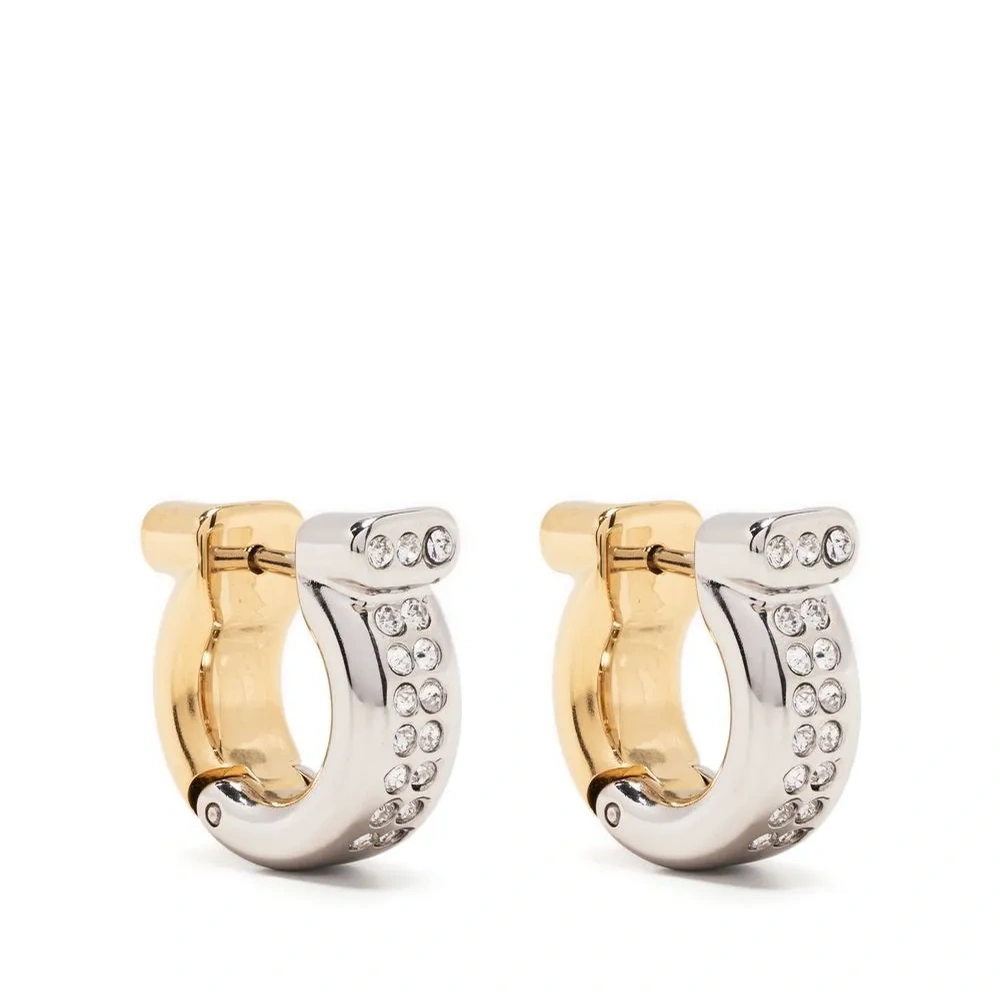 Серьги-кольца с кристаллами и декором Gancini